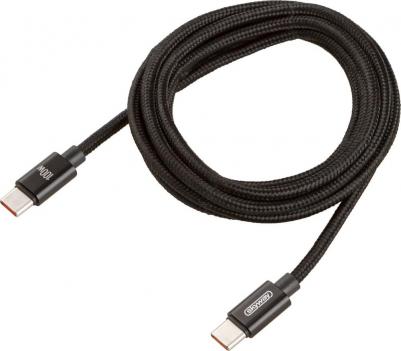 Кабель type-c - type-c, 100w, в мягкой оплетке, черный, 2м S09603018 - для зарядки, синхронизации и передачи данных. Предназначен для смартфонов