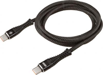 Кабель type-c - type-c, 27w, в мягкой оплетке, черный, 1м S09603010 - для зарядки, синхронизации и передачи данных. Предназначен для смартфонов