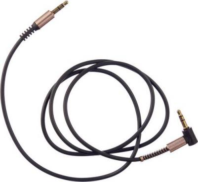 AUX кабель 3.5-3.5 мм (M-M), 1 м, черный, с Г-образным наконечником
