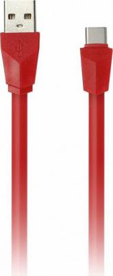 Дата-кабель iK-3112r USB 2.0 - USB Type C, плоский, красный, 1,2 м – фото 1