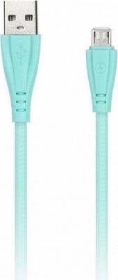 Дата-кабель MicroUSB кабель в резин. оплетке Gear, 1 м., <2А, cв.зел., цена за 1 шт