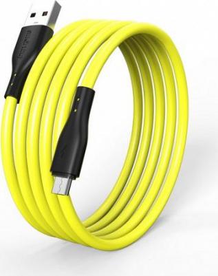 Кабель для зарядки и передачи данных S21 MicroUSB желтый, 2.4 А, сил., 1 м – фото 2