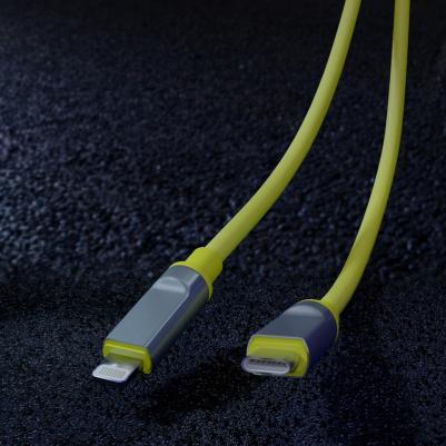 Кабель для зарядки и передачи, супертолстый BOLD TYPE C - LIGHTNING желтый, 3А, TPE, 1 м, цена за 1 шт – фото 1