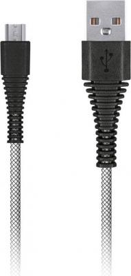 Кабель Сarbon, USB2.0 (A) - microUSB (B), экстрапрочный, 2A output, 1 м, белый – фото 2