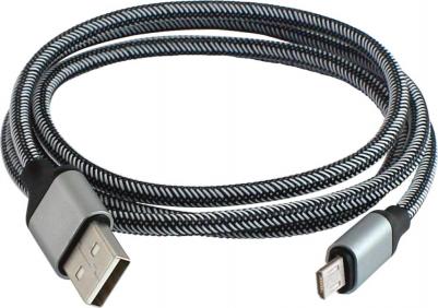 Дата-кабель, ДК 10, USB - micro USB, 1 м, тканевая оплетка, серый, цена за 1 шт – фото 1