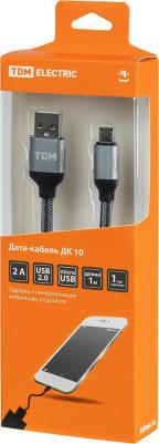 Дата-кабель, ДК 10, USB - micro USB, 1 м, тканевая оплетка, серый, цена за 1 шт – фото 2