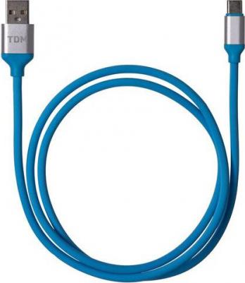 Дата-кабель, ДК 17, USB - USB Type-C, 1 м, силиконовая оплетка, голубой, цена за 1 шт