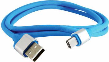 Дата-кабель, ДК 17, USB - USB Type-C, 1 м, силиконовая оплетка, голубой, цена за 1 шт – фото 2