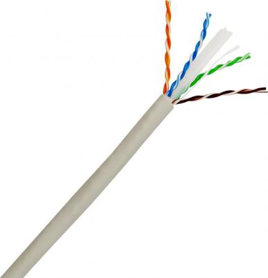Кабель витая пара U/UTP 6 кат. 4 пары TWT-6UTP-LSZH 23AWG, медь, одножильный, внутренний, LSZH, белый, уп/305м