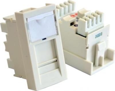 Вставка RJ-45 UTP Cat.5E, 22.5x45мм со шторкой и маркировкой, белая ТWT-SIP-RJ45/F-WH