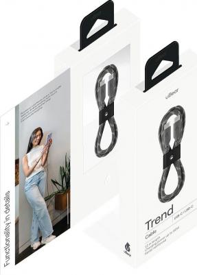 Кабель Trend Cable USB-C - USB-C, 1.2 м, нейлон серо-бежевый – фото 2