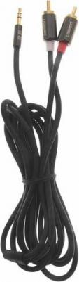 Кабель AV116 3.5mm Male To 2 RCA Male Cable. Длина: 3м. Цвет: черный – фото 5