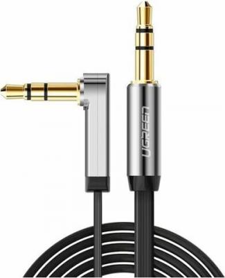Кабель AV119 10598 AUX 3.5mm (M) to AUX 3.5mm (M), улогвой 90°, силиконовый, 1.5m, Black – фото 1