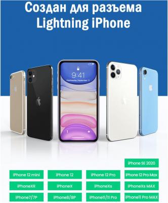 Кабель Lightning-AUX 0.1 м, серо-чёрный – фото 1