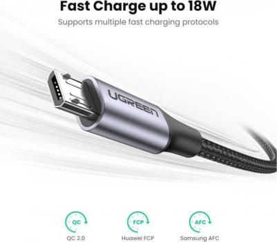Кабель micro usb - usb US290 (60148) 2 м серый, черный – фото 4