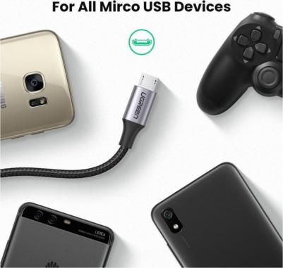 Кабель micro usb - usb US290 (60148) 2 м серый, черный – фото 7