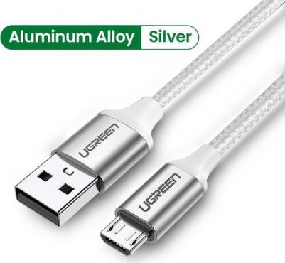Кабель micro USB - USB US290 Nickel Plating Alu Braid 1 м серебристый