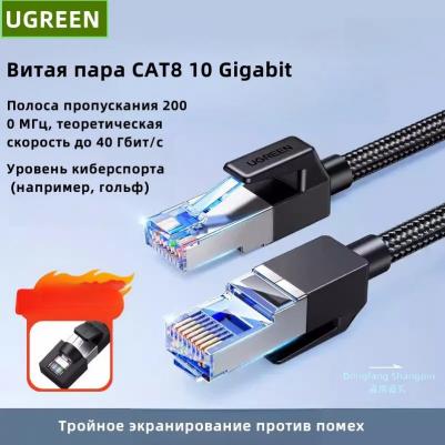 Кабель NW153 Cat8 CLASS?F/FTP Round Ethernet Cable With Braid, 5м., черный – фото 4