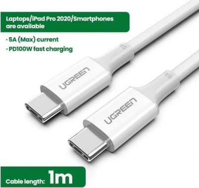 Кабель US300 (60551) USB2.0 Type-C Male to Male Cable 5А 1м белый – фото 8
