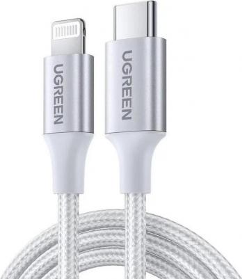 Кабель US304 (70525) USB-C to Lightning Cable Braided 2 м серебристый