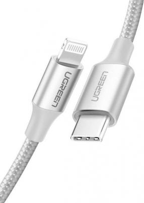 Кабель US304 (70525) USB-C to Lightning Cable Braided 2 м серебристый – фото 1