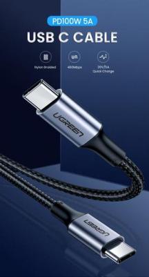 Кабель US316 (70427) USB-C Cable Aluminum Case with Braided 1м черный – фото 3