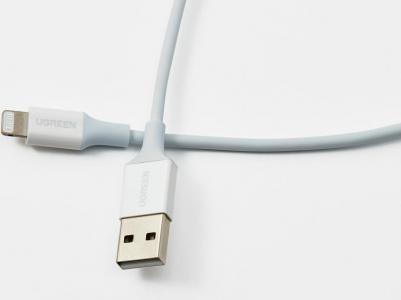Кабель USB A - Lightning MFI, 5В/2.4A, 480 Мбит, резиновое покрытие, 0.5 м, белый – фото 1