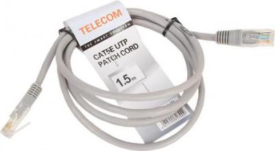 Патч-корд UTP 5е категории Telecom 1.5м литой серый NA102 6242755317444 – фото 1