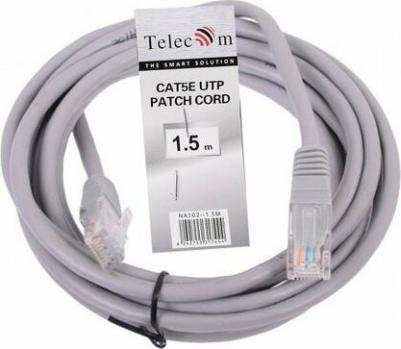 Патч-корд UTP 5е категории Telecom 1.5м литой серый NA102 6242755317444 – фото 2
