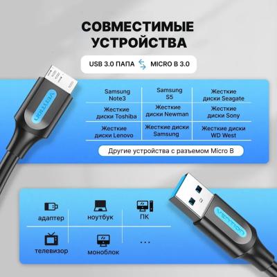 Аксессуар USB 3.0 AM - Micro B 25cm COPBC – фото 1