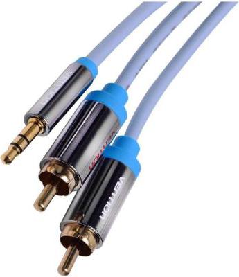 Кабель аудио 2хRCA (m) - Jack 3.5 (m), 3м, GOLD, черный [p550ac300-s] – фото 1