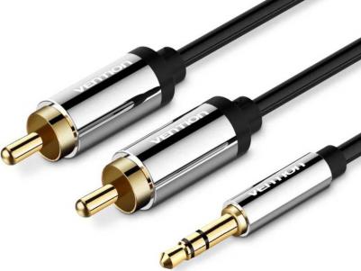 Кабель аудио P550AC500-S, Jack 3.5 (m) - 2хRCA (m), 5м, GOLD, черный – фото 2