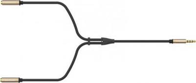 Кабель AUX BBCBY 3.5 Jack 4-pin/M - 2x 3.5 Jack/F 30cm Black – фото 3