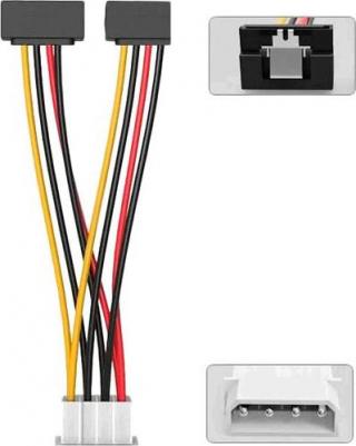 Кабель Molex 4pin- 2xSATA F KDCBB угол 90