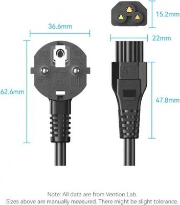 Кабель питания для ноутбуков 3pin ZCKBAC 1.8м. угловой – фото 2