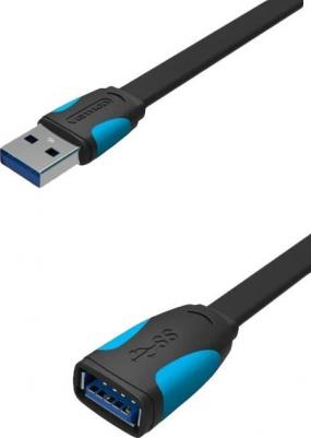 Кабель-удлинитель USB3.0 VAS-A13-B200, USB 3.0 A(m) - USB 3.0 A(f), плоский, 2м, черный – фото 1