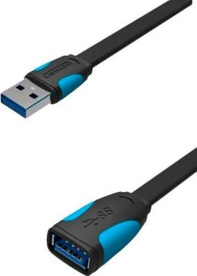 Кабель-удлинитель USB3.0 VAS-A13-B200, USB 3.0 A(m) - USB 3.0 A(f), плоский, 2м, черный – фото 1