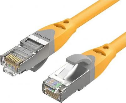 Патч-корд IBHYAA литой, S/FTP, кат.6A, 0.3м, 4 пары, 27AWG, медь бескислородная, многожильный, желтый