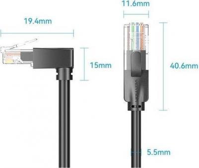 Патч-корд IBWBH литой, U/FTP, кат.6, 2м, 4 пары, 26AWG, медь бескислородная, многожильный, черный – фото 1