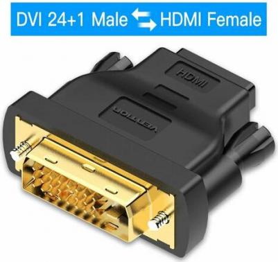Переходник видео ECDB0, HDMI (f) - DVI-D (m), ver 1.4, GOLD, черный – фото 4