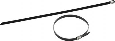 Стяжка кабельная 200х4,6 мм с полимерным покрытием нержавеющая сталь черная – фото 1