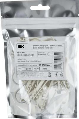 Дюбель-хомут 19-25мм для круглого кабеля нейлон белый, цена за 1 упак – фото 1