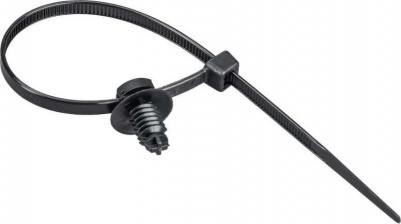 Хомут P6.6 с креплением на ёлочку чёрный 4,8х200мм 100шт/упак, цена за 1 упак – фото 1