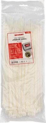 Нейлоновая хомут-стяжка с тройным замком 300x7,6 мм, белая – фото 1