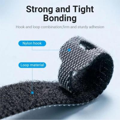 Держатель провода многоразовый хомут черный, стяжки липучки 15 см, крепление для кабелей гибкий арт. KAKB0 – фото 2