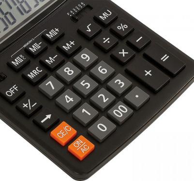 Калькулятор настольный "Extra-12-BK", 12 разрядов, двойное питание, черный – фото 3