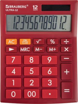 Калькулятор настольный "Ultra-12-WR", 12 разрядов, двойное питание, бордовый – фото 3