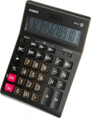 Калькулятор настольный GR-12-W, 12 разрядов, двойное питание, черный, европодвес – фото 6