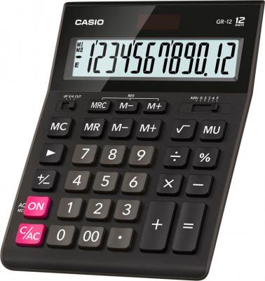 Калькулятор настольный GR-12-W, 12 разрядов, двойное питание, черный, европодвес – фото 11