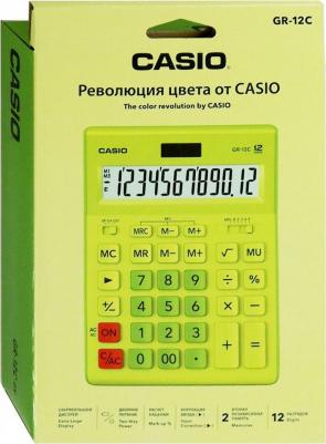 Калькулятор настольный GR-12С-GN, 12 разрядов, двойное питание, САЛАТОВЫЙ – фото 2